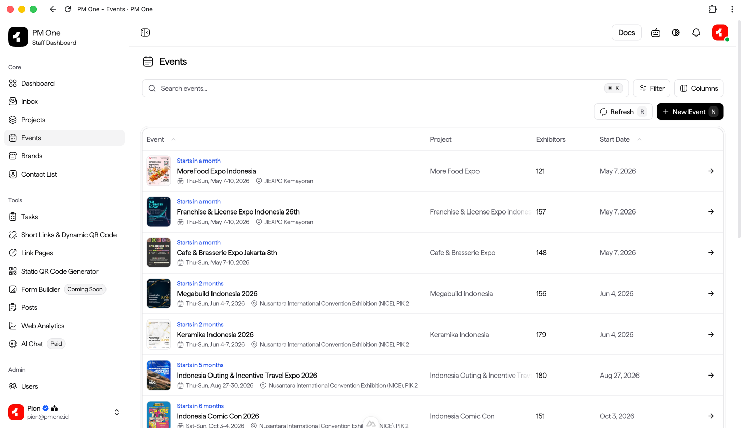 PM One Dashboard Screenshot 2